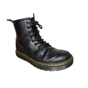 Dr. Martens Zavala Youth 3 Lace Up Combat Boots Black Leather